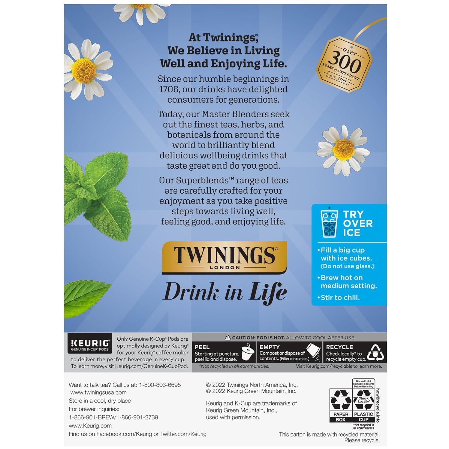 Twinings Sleep Herbal Tea K-Cup Pods for Keurig, 24 Count (Pack of 2), Formerly Nightly Calm, Camomile, Spearmint, & Lemongrass, Naturally