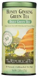The Republic of Tea - Honey Ginseng Green Tea, 50 Tea Bags, Tin | Flavored Gourmet Tea | Caffeinated