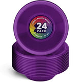 DecorRack 24 Small Plastic Bowls, 7 inch Disposable 12 oz Serving Bowl, Fruit Snack, Popcorn, Soup, and Salad, Kids Birthday and Holiday Party