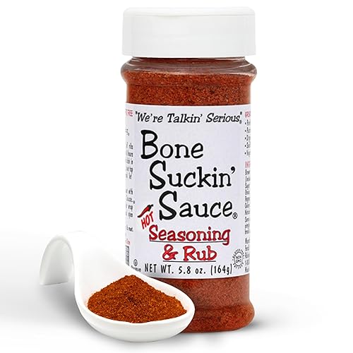 Bone Suckin' Hot Seasoning & Rub, 5.8 Oz - Grilling Rubs, Dry Pork Rub, Gluten-Free, Non-GMO, Kosher, Great on Ribs, Pork, Beef, Chicken, Seafood