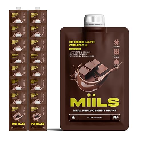 MIILS Meteorite Chocolate Crunch 16 Pack, Cereal Protein Shake, High Protein Breakfast, Rich Chocolate Taste with Crunchy Mix-Ins, Grab and Go