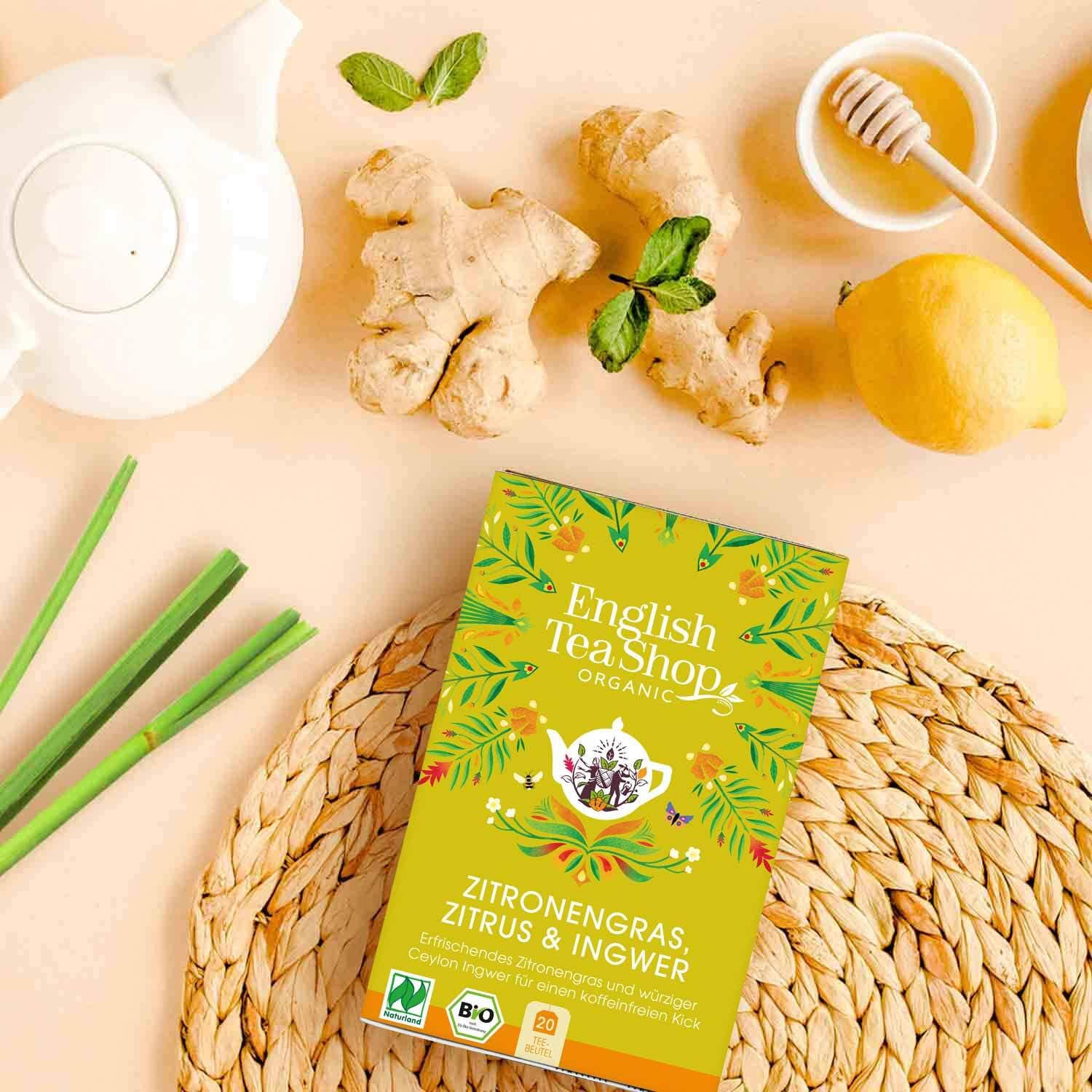 English Tea Shop Lemongrass Ginger & Citrus Fruits Organic ,20 Sachet Tea Bags