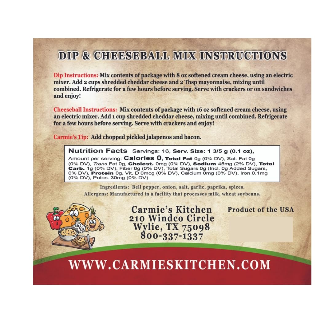 Carmie's Kitchen Pimento Cheese Dip & Cheeseball Mix, 0.9oz