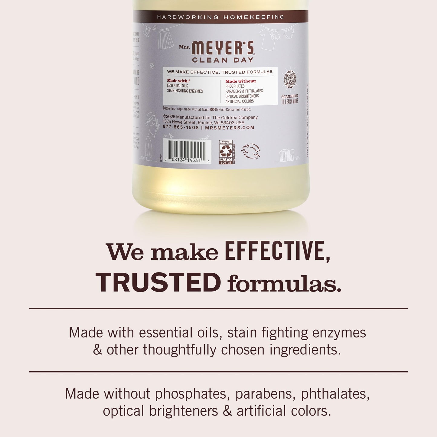 MRS. MEYER'S CLEAN DAY Liquid Laundry Detergent, Biodegradable Formula Infused with Essential Oils, Lavender, 64 oz (64 Loads)