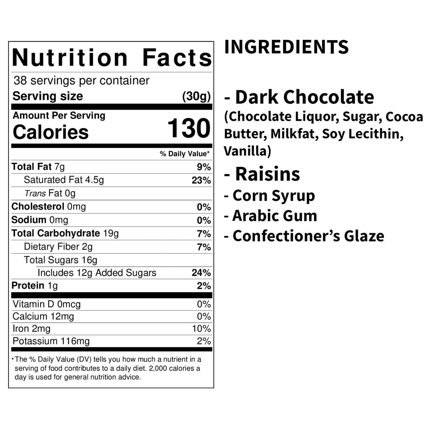 Dark Chocolate Covered Raisins - Fruity Raisins covered in 64% Rich Dark Chocolate. (2.5 lbs bag)