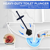 Toilet Plunger with Holder for Bathroom - Deep Cleaning - Heavy Duty - Strong Efficient Suction Cup - Household Essentials - Household Supplies, Matte