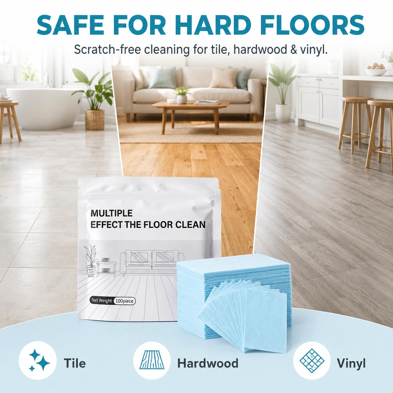 UsLikeDiy Multi-surface Floor Cleaning Tablets, Concentrated Deep Clean Pods, Works on Hardwood Tile Laminate Household Daily Cleaning, Camellia Fresh