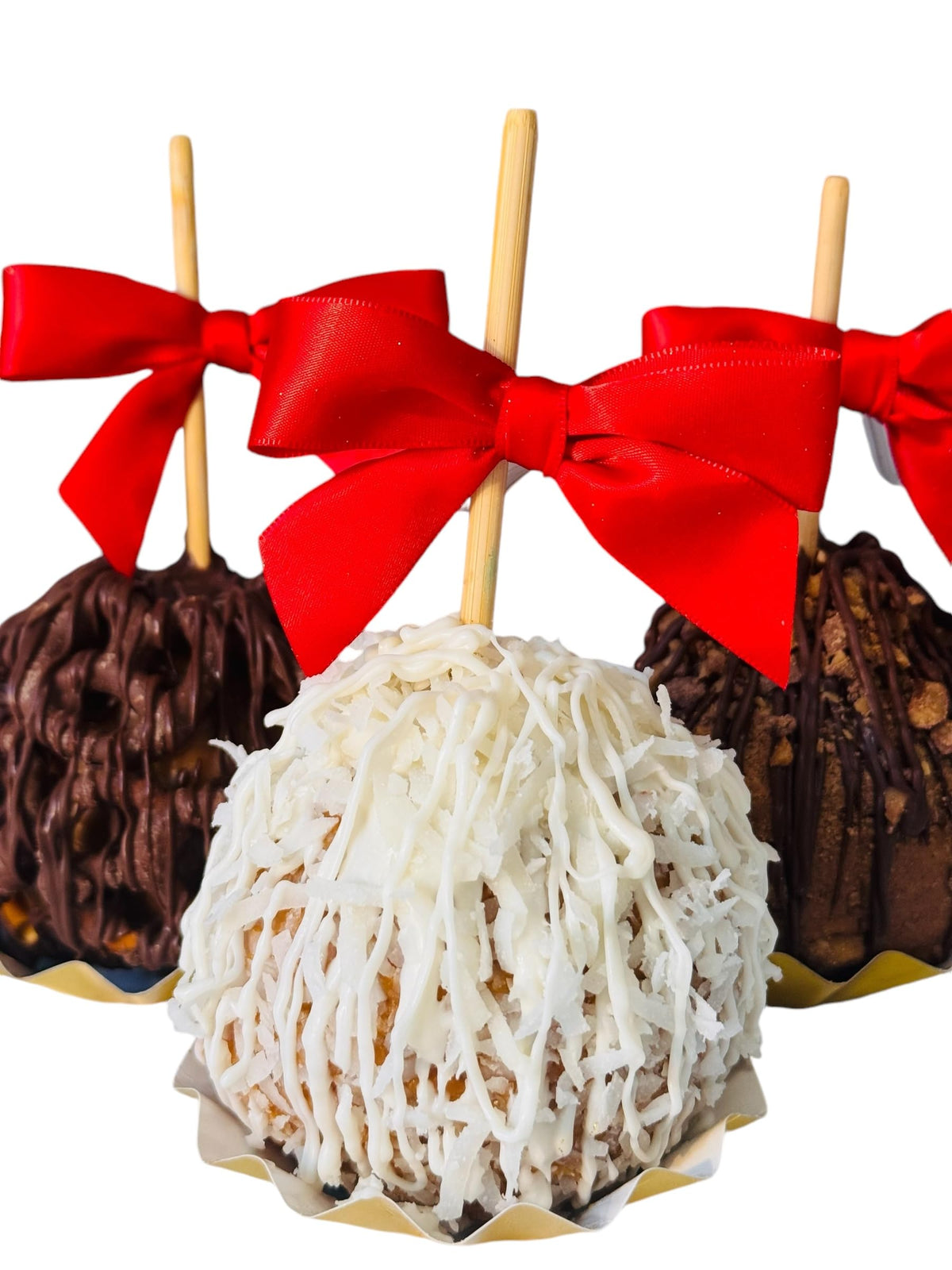 Gourmet Caramel Apples Gift Pack, Set of 3 (Natural- Coconut, Preztels, Toffee)