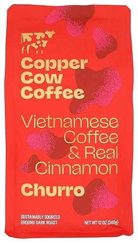 Copper Cow Coffee, Coffee Churro Ground, 12 Ounce