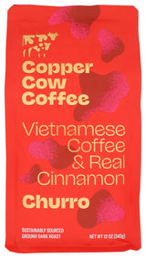 Copper Cow Coffee, Coffee Churro Ground, 12 Ounce