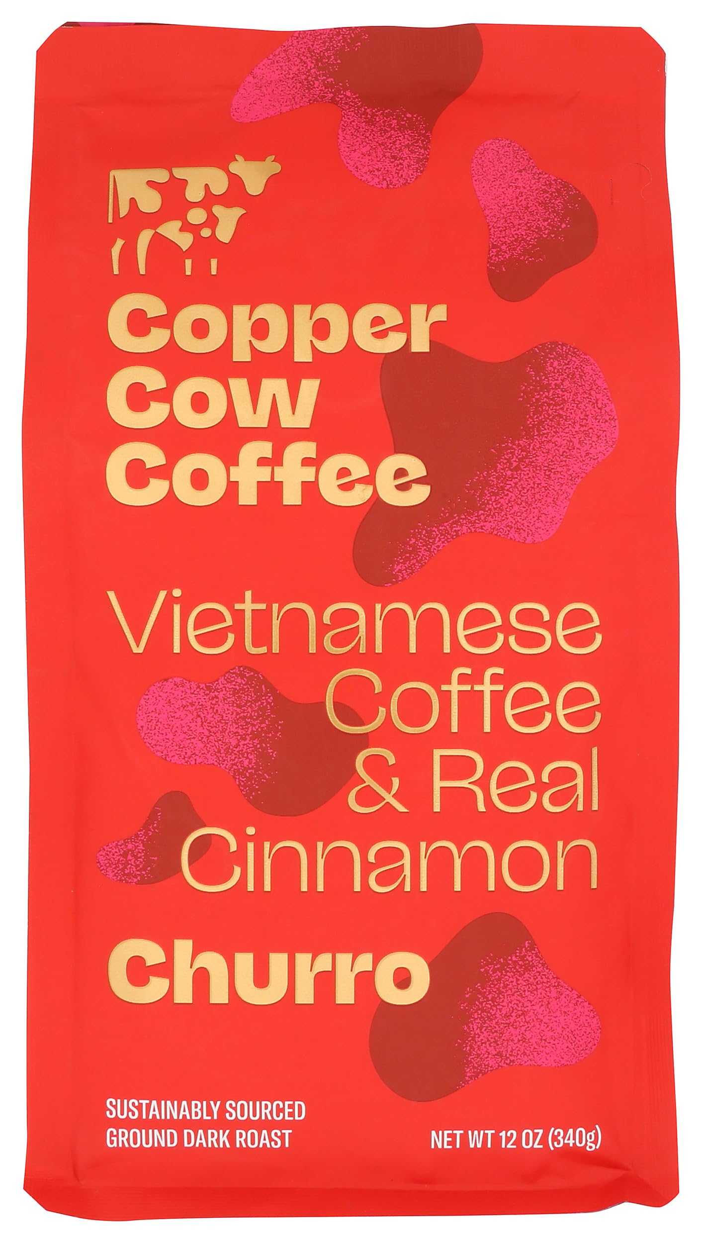 Copper Cow Coffee, Coffee Churro Ground, 12 Ounce