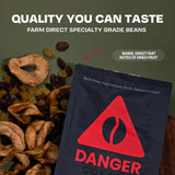 Danger Coffee by Dave Asprey, Remineralized, Mold Free & Lab Tested Swiss Water Decaf Whole Bean Coffee, Medium Roast, Decaffeinated 10.9 Ounce