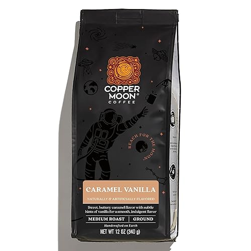 Copper Moon Medium Roast Ground Coffee, Caramel Vanilla Blend, 12 Ounce Bag