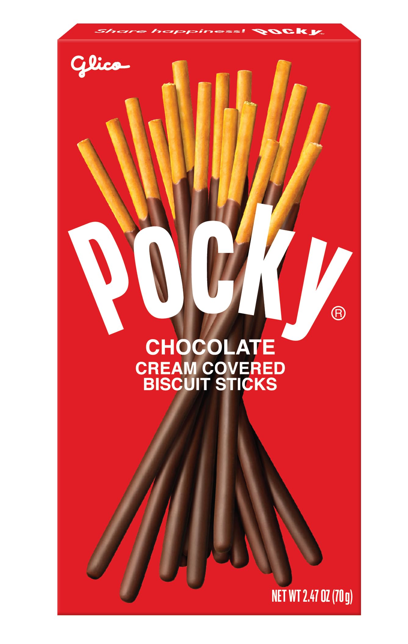 Pocky Chocolate Biscuit Sticks - Classic Chocolate-Covered Crunchy Snack, Mess-Free and Perfect for Sharing - 5-Pack (2.47 oz Each)