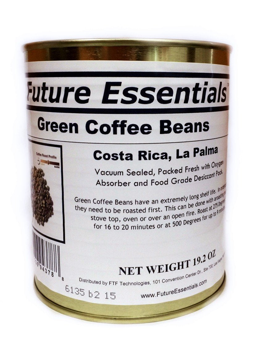 Future Essentials Canned Costa Rican La Palma Green Coffee Beans - Unroasted Coffee Beans for DIY/Home Roasting & Flavor Control - Long Term Shelf
