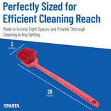 SPARTA 40501EC05 Plastic Large Scrub Brush, Kitchen Brush, Utility Brush With Long Handle For Cleaning, 20 Inches, Red