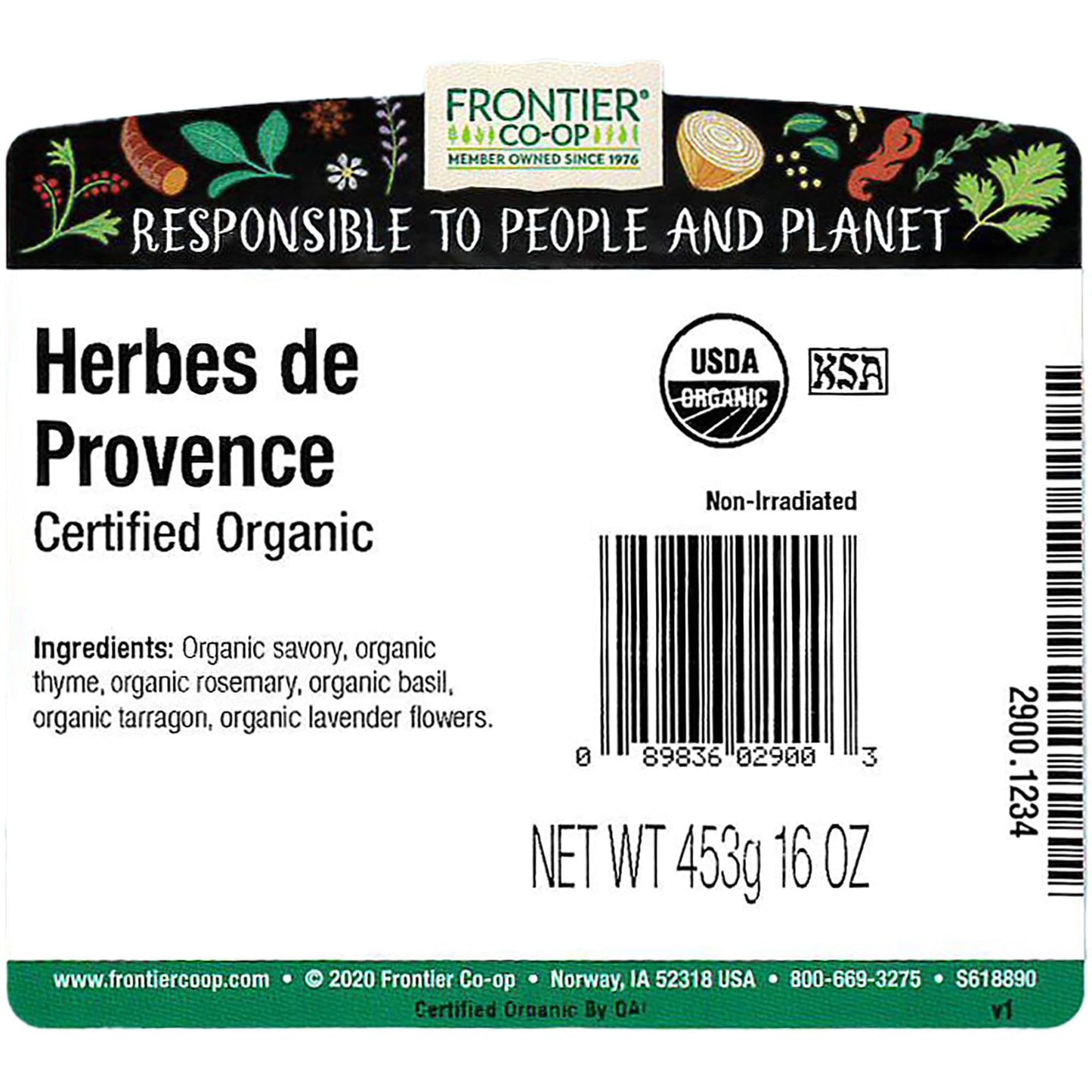 Frontier Herbes De Provence Certified Organic, 16 Ounce Bag