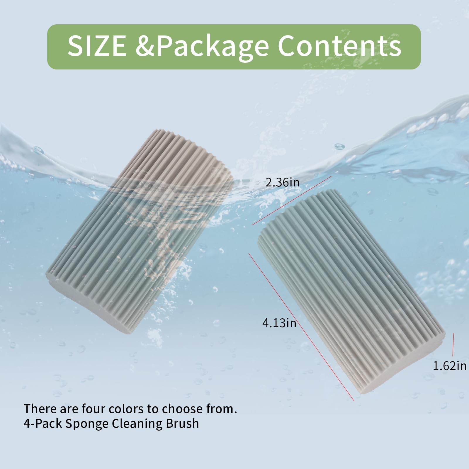 Damp Clean Duster Sponge 4 Pack,Magic Sponge Eraser Baseboard Cleaner Tool,Reusable Household Cleaning Sponge for Blinds, Floorboards, Fan Blades