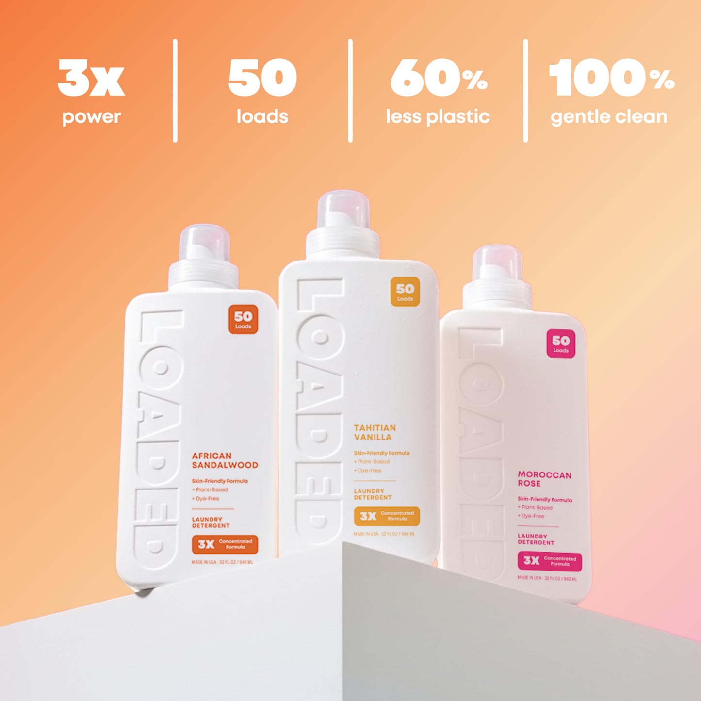 Loaded Laundry Detergent, Luxury Cologne & Perfume Scented | 50 Loads | Vanilla & Cashmere | Skin-Friendly & Plant-Based | Made in USA | 32 oz