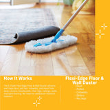 E-Cloth Flexi-Edge Floor & Wall Duster, Reusable Dusting Mop for Floor Cleaning, Floor Cleaner Ideal for Harword, Tile, Laminate and Other Hard
