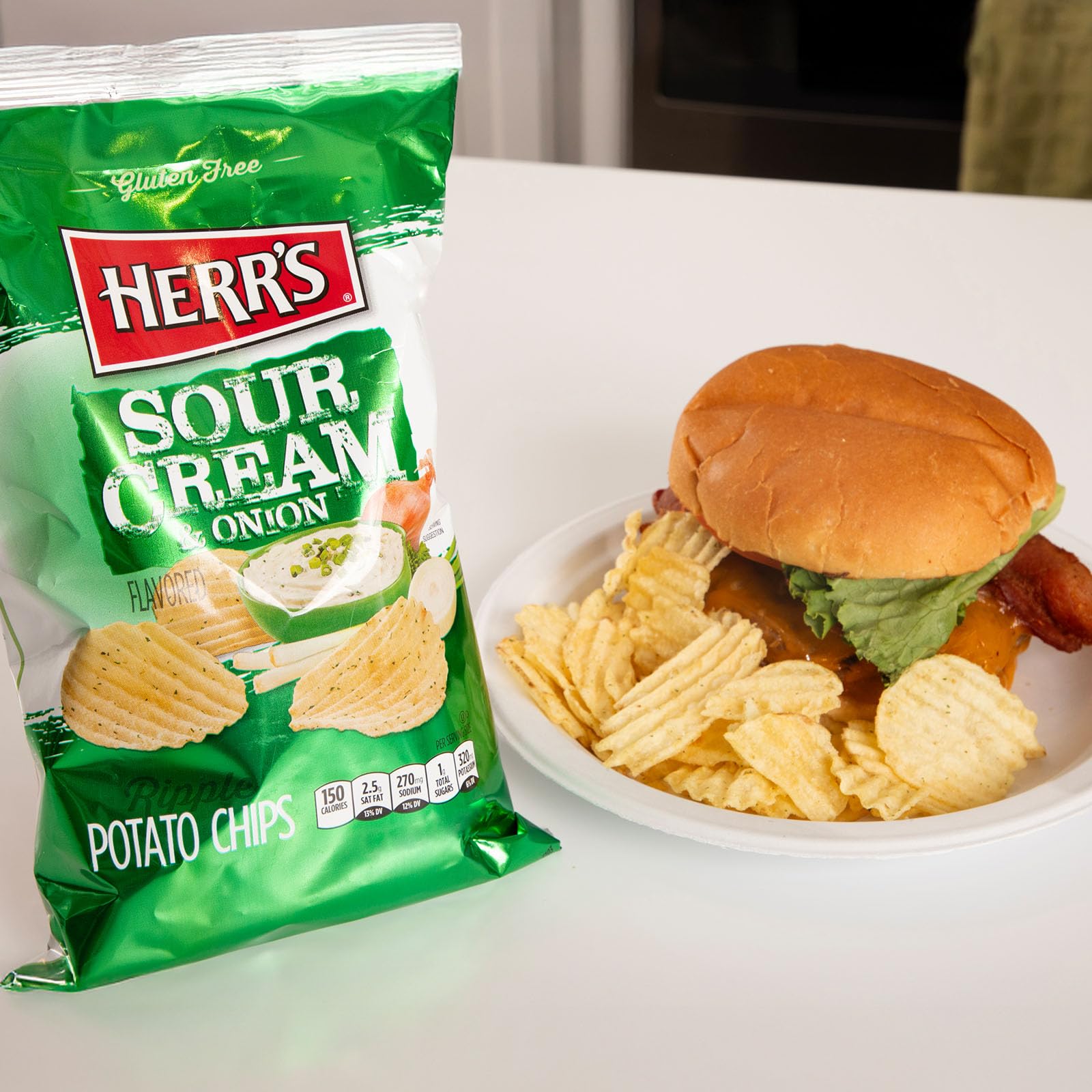 Herr's Sour Cream and Onion Potato Chips 1.5oz (Pack of 24 bags)