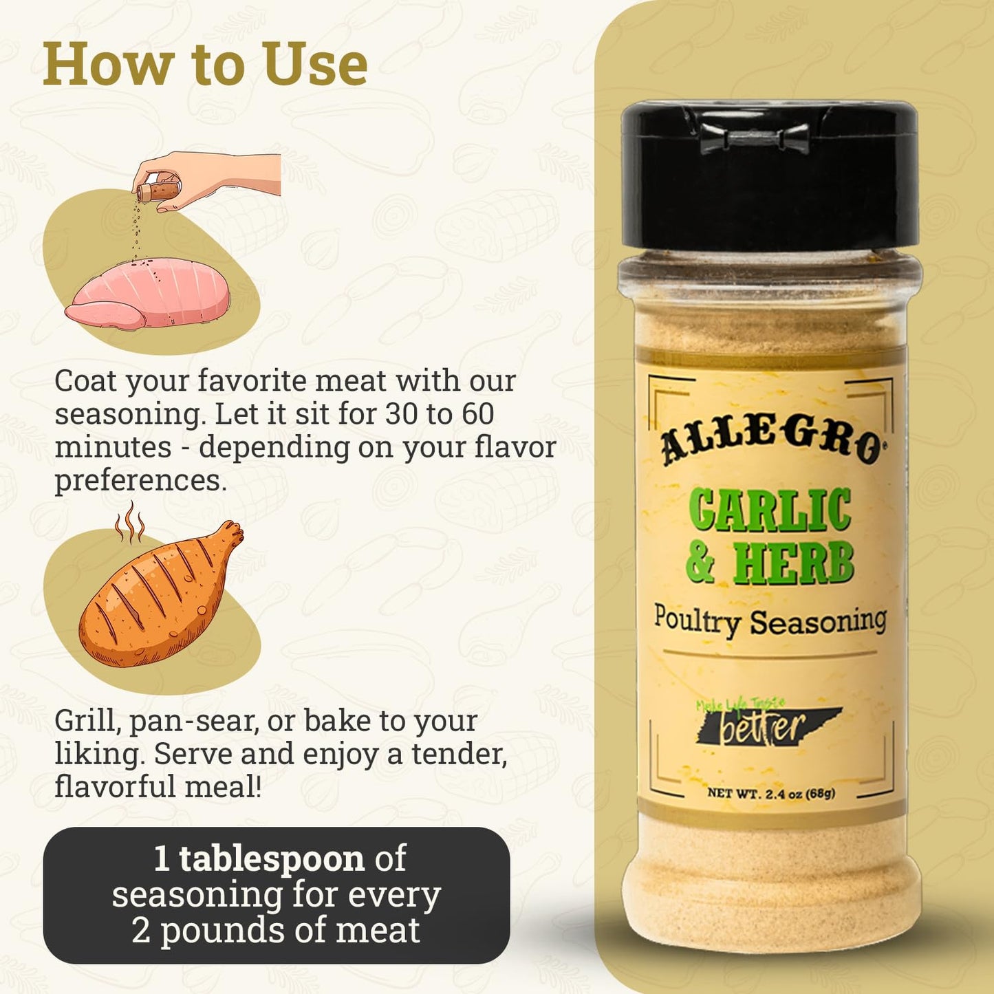 ALLEGRO - The Marinate Everything Marinades| Perfect Seasoning for Chicken, Pork, and Vegetables| Seasonings for Grilling, Roasting, and Cooking| 2.4