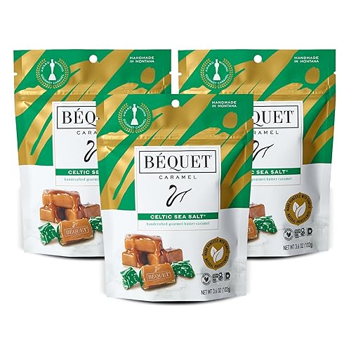 Béquet Caramel - Celtic Sea Salt Caramel - Gourmet Caramel Candy - Salted Caramel Candy Individually Wrapped - Made in Montana - Kosher (Star D)