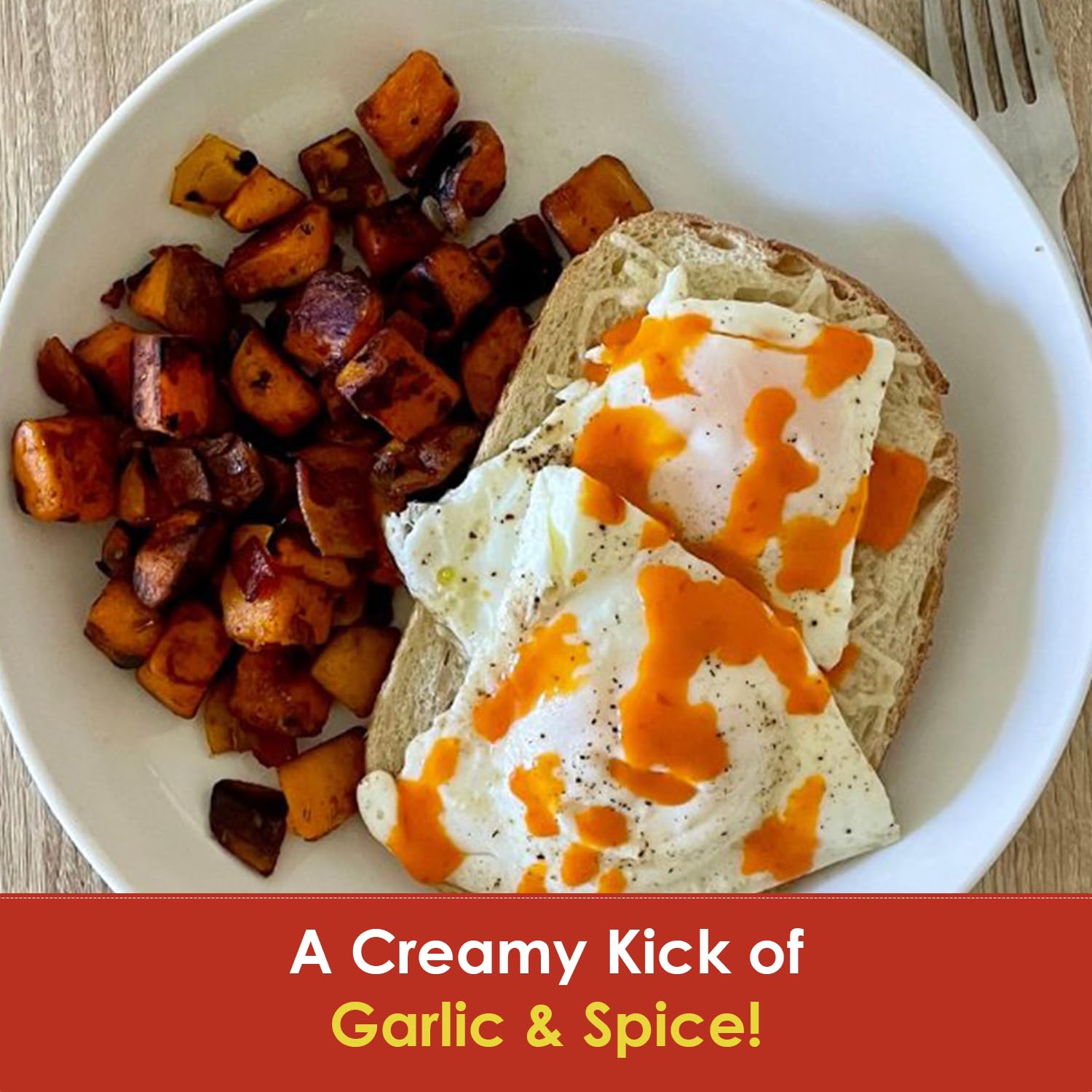 Dave's Gourmet Creamy Garlic Red Pepper Hot Sauce - Medium Heat - Perfect for Salads, Dipping, Tacos, Sandwiches & More - Vegan Sauce, Gluten-Free, No