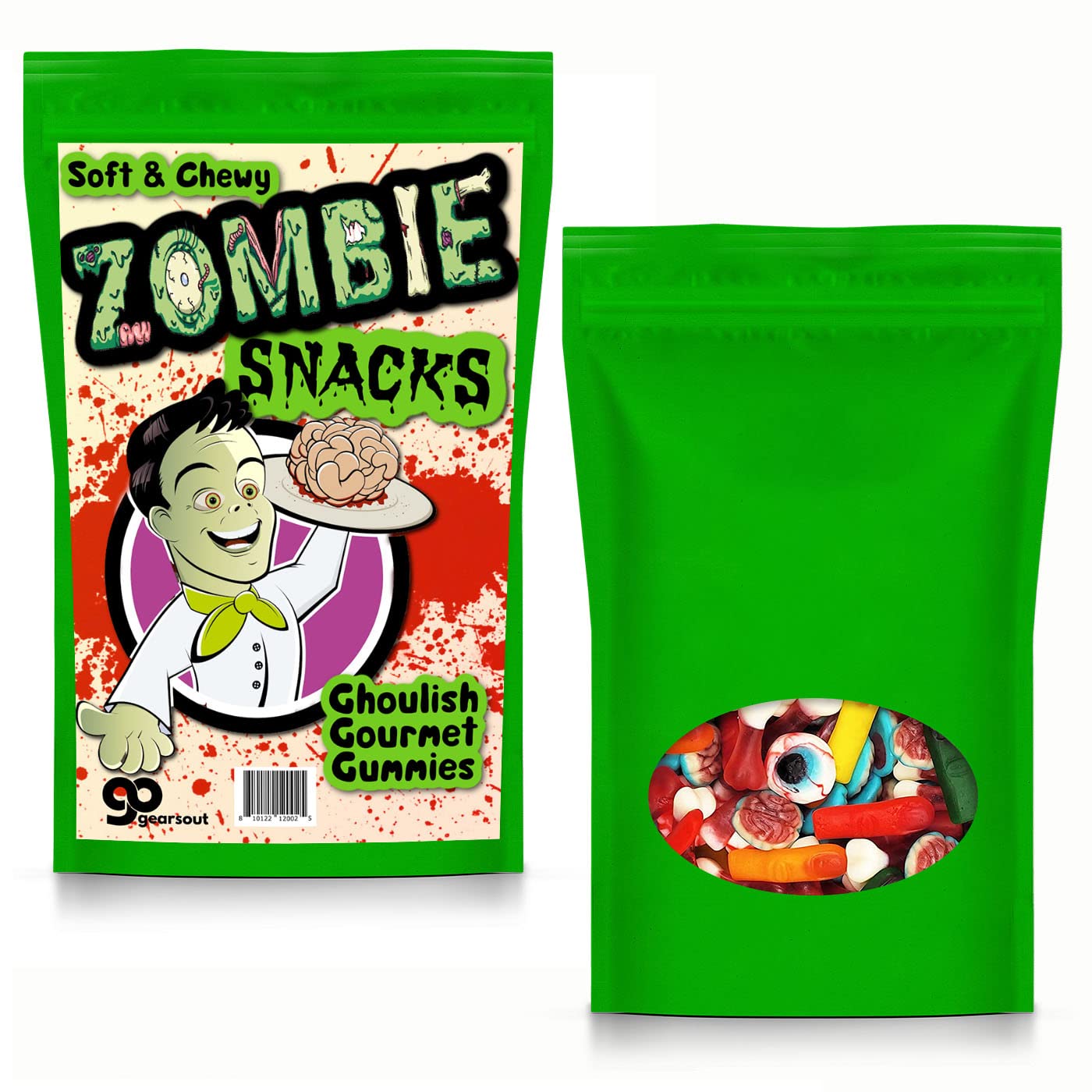 Zombie Snacks Body Part Gummies - Weird Gummy Candy for Kids - Funny Creepy Zombie Gag Gift for Halloween Costume Contest Prizes - Chewy Eyeballs