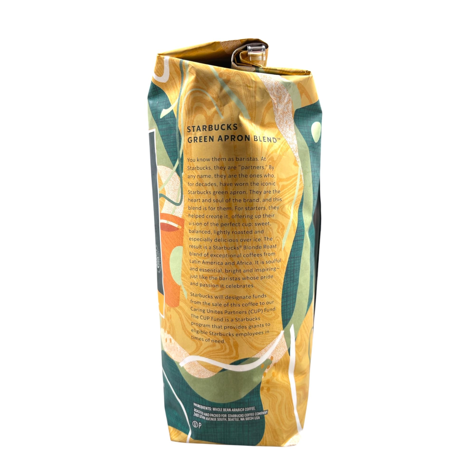 Starbucks Green Apron Blend Blonde Roast Whole Bean Coffee, Honeybell Orange & Graham Cracker Notes, 16 oz