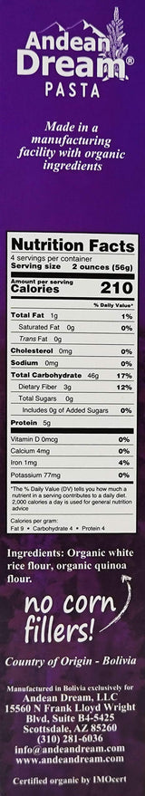 Andean Dream Organic Orzo Quinoa Pasta, 8 Ounce - 12 per case.12