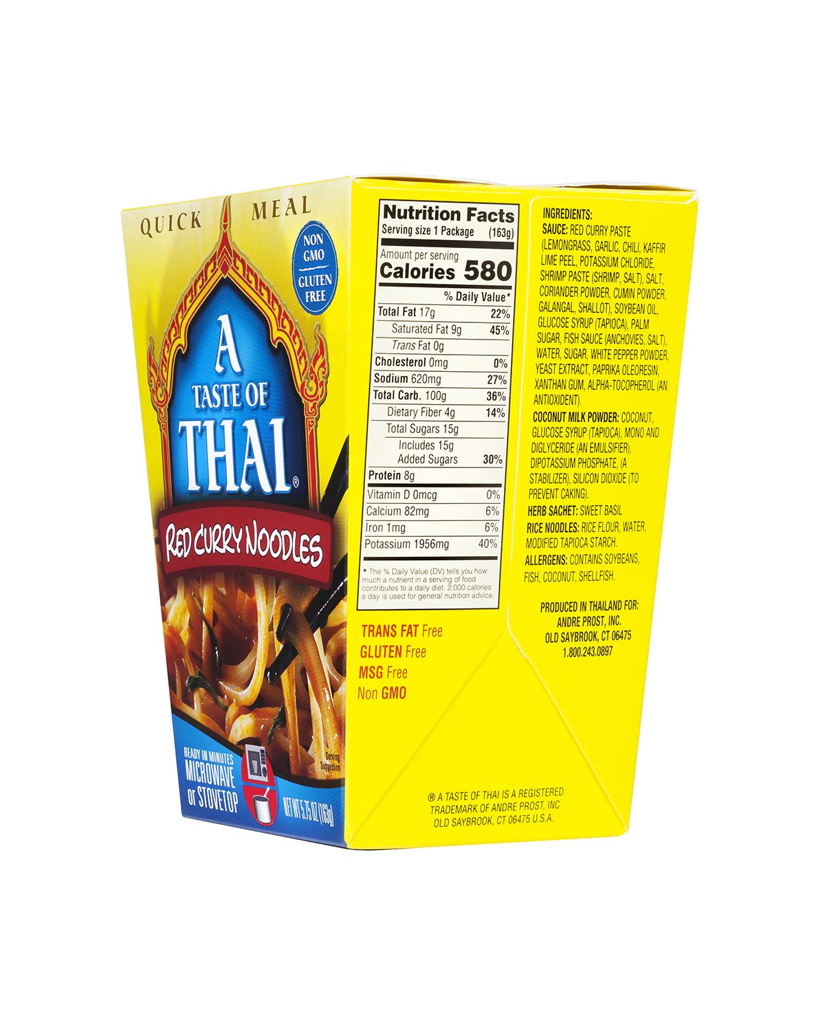 A Taste of Thai Red Curry Noodles |Heat & Eat Instant Noodle | Flavored with Authentic Thai Sauce - Non-GMO, Gluten Free, Trans Fat Free- Perfect Side