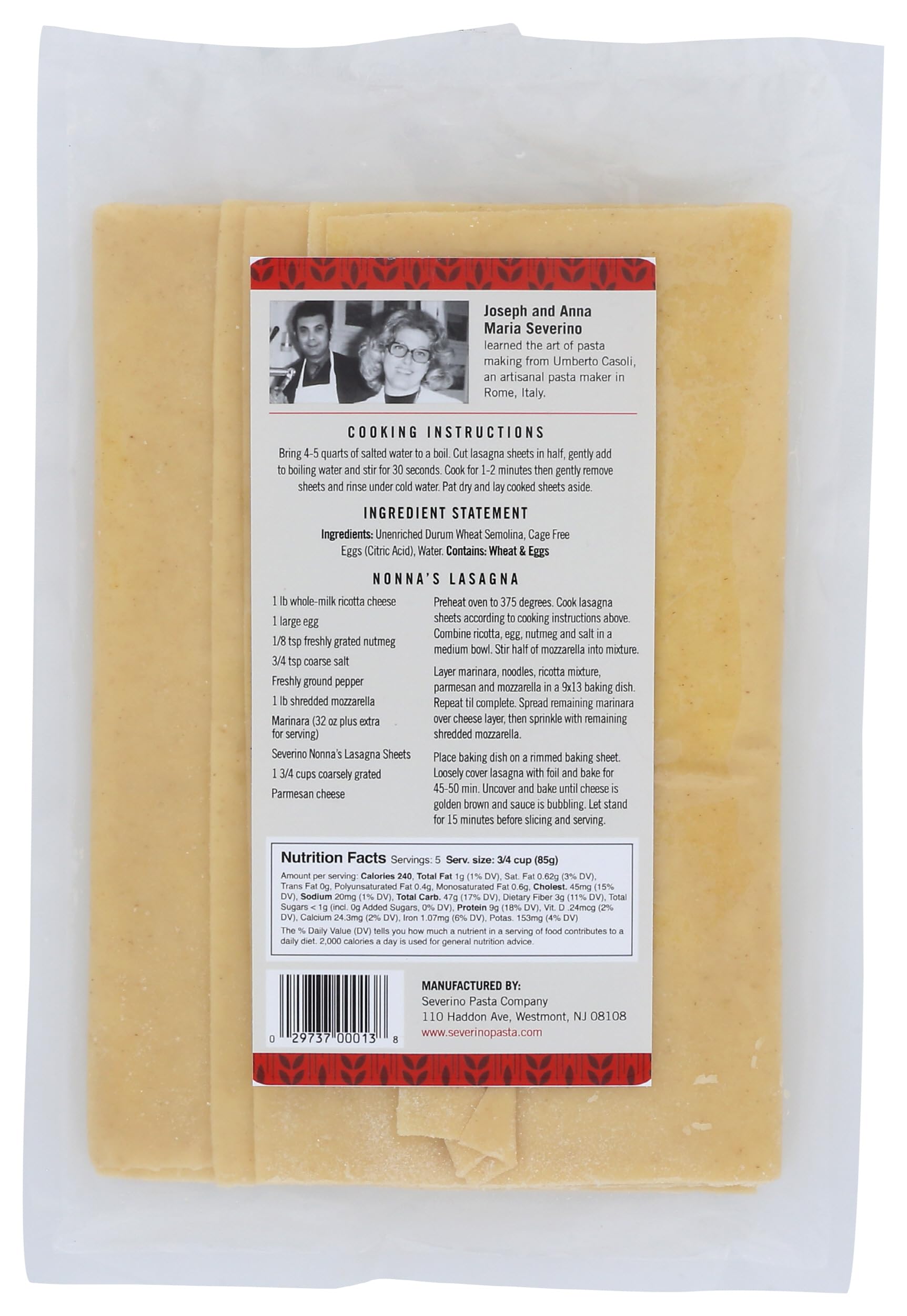 SEVERINO Lasagna Sheets, 16 OZ