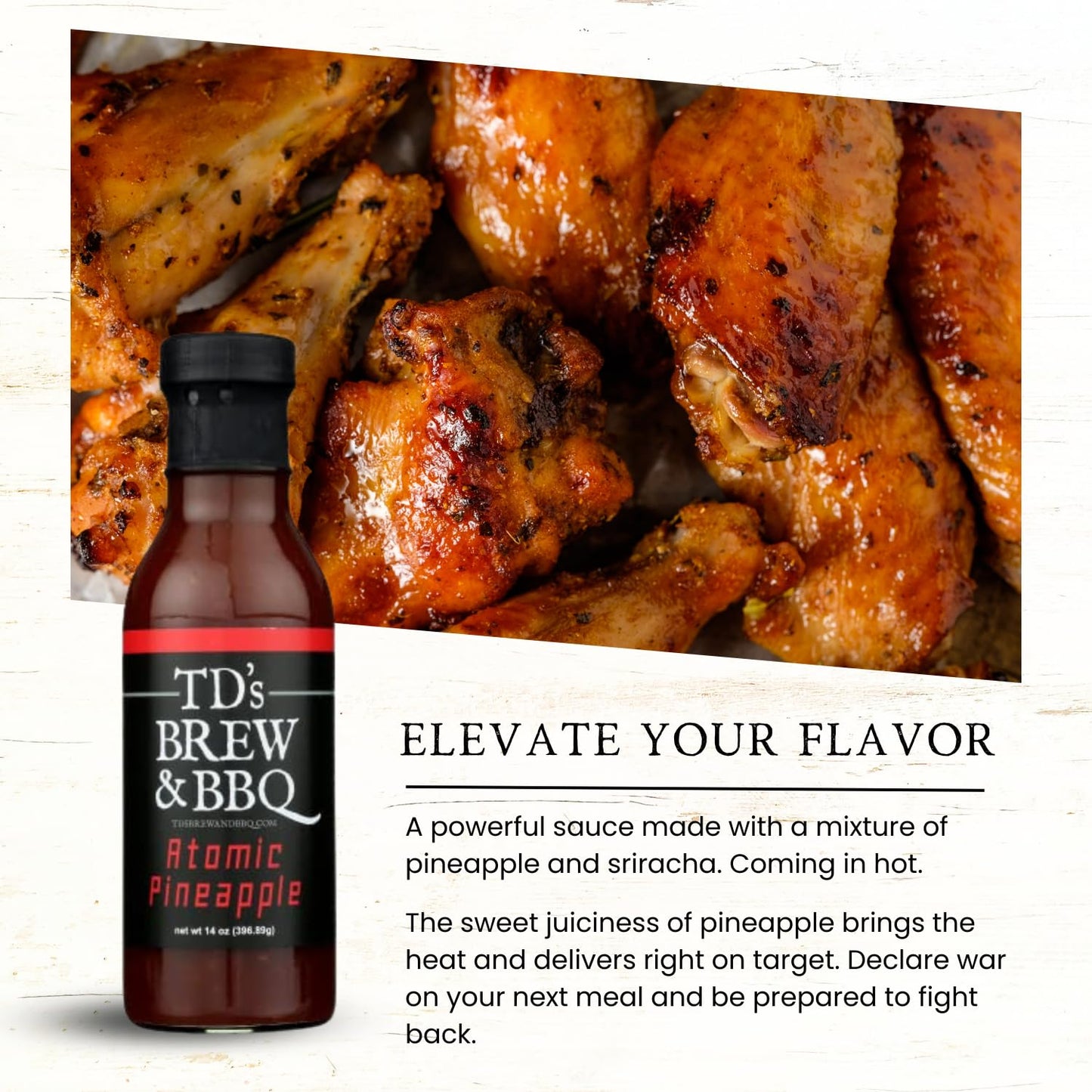 TD's Brew & BBQ "ATOMIC PINEAPPLE" Sauce/tds brew and bbq/pineapple/chile/barbecue sauce/stir fry/sweet & spicy
