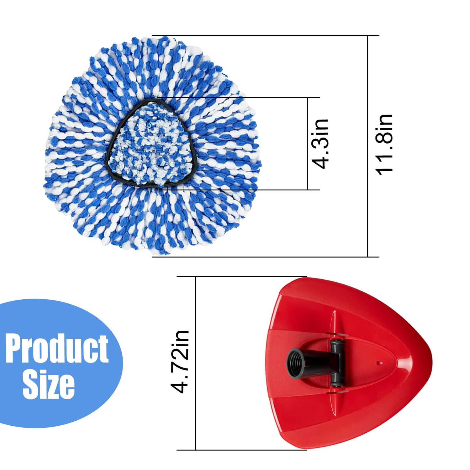 7-Pack Mop Replace Heads Compatible for O Ceda, Spin Mop Refill Head Replacement for RinseClean 2-Tank System - Fluffy Microfiber, Machine Washable