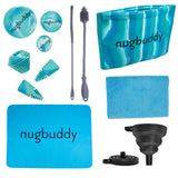 nugbuddy Glass Cleaning Kit - Reusable Silicone Accessories - Complete Kit to Clean your Piece, Just Add Cleaner - Reusable Soaker Bag, Brushes, Mat