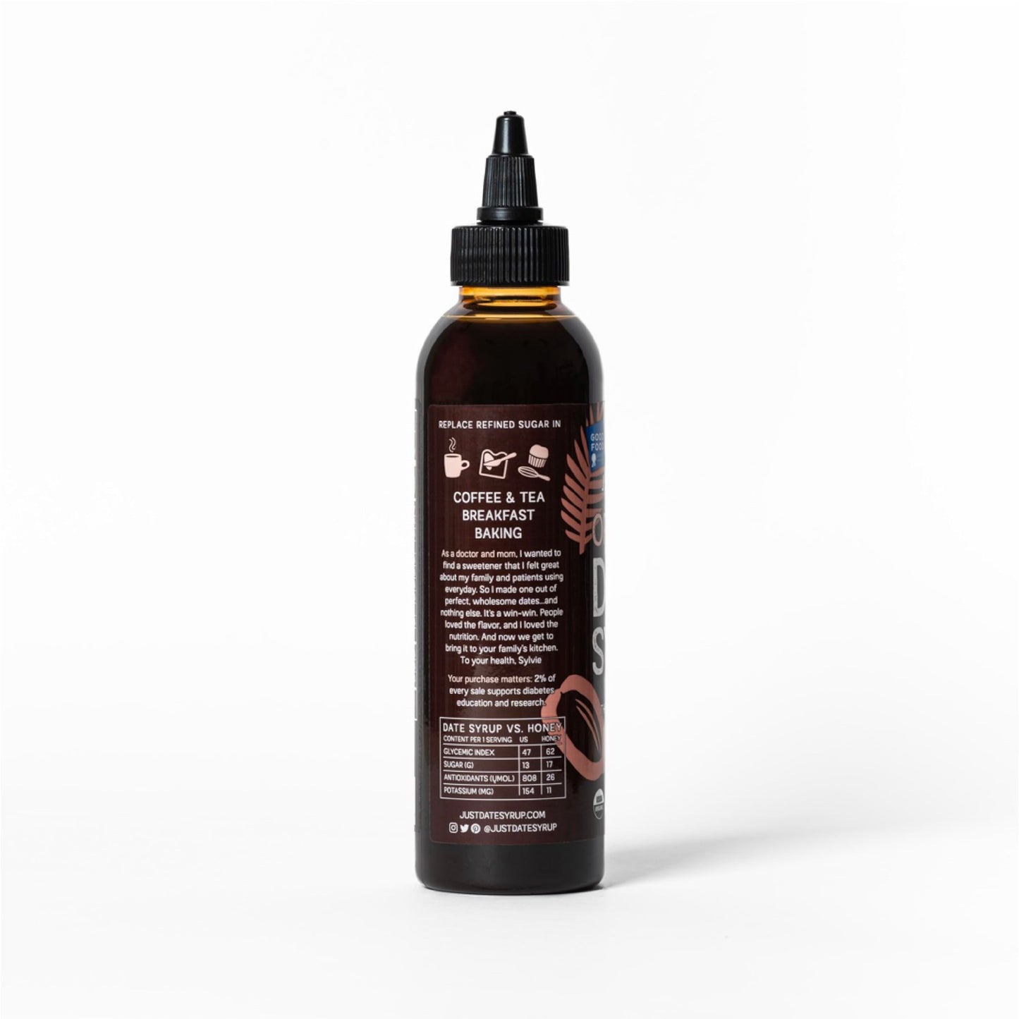 Just Date Syrup : Organic Date Sweetener | One 8.8 OZ Squeeze Bottle I Low-Glycemic, Vegan, Paleo | 1 Ingredient : 100% Organic Medjool Dates