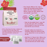 Organic Hibiscus Tea Bags - 100 Plant-Based Tea Bags - Hibiscus Flower Herbal Tea - Caffeine Free Herbal Tea - USDA Organic - Tealise
