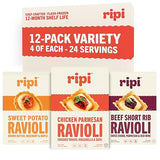 Ripi Frozen Ravioli - Frozen Pasta Meals - Chicken Parmesan, Braised Short Rib, Sweet Potato - Ready in Under 5 Minutes, 9oz Packs (12 Pack, Variety)