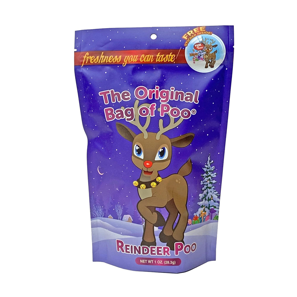 The Original Bag of Poo®, Reindeer Poo (Black Cherry Flavor Cotton Candy) Novelty Poop Gag Gift. Free sticker inside.