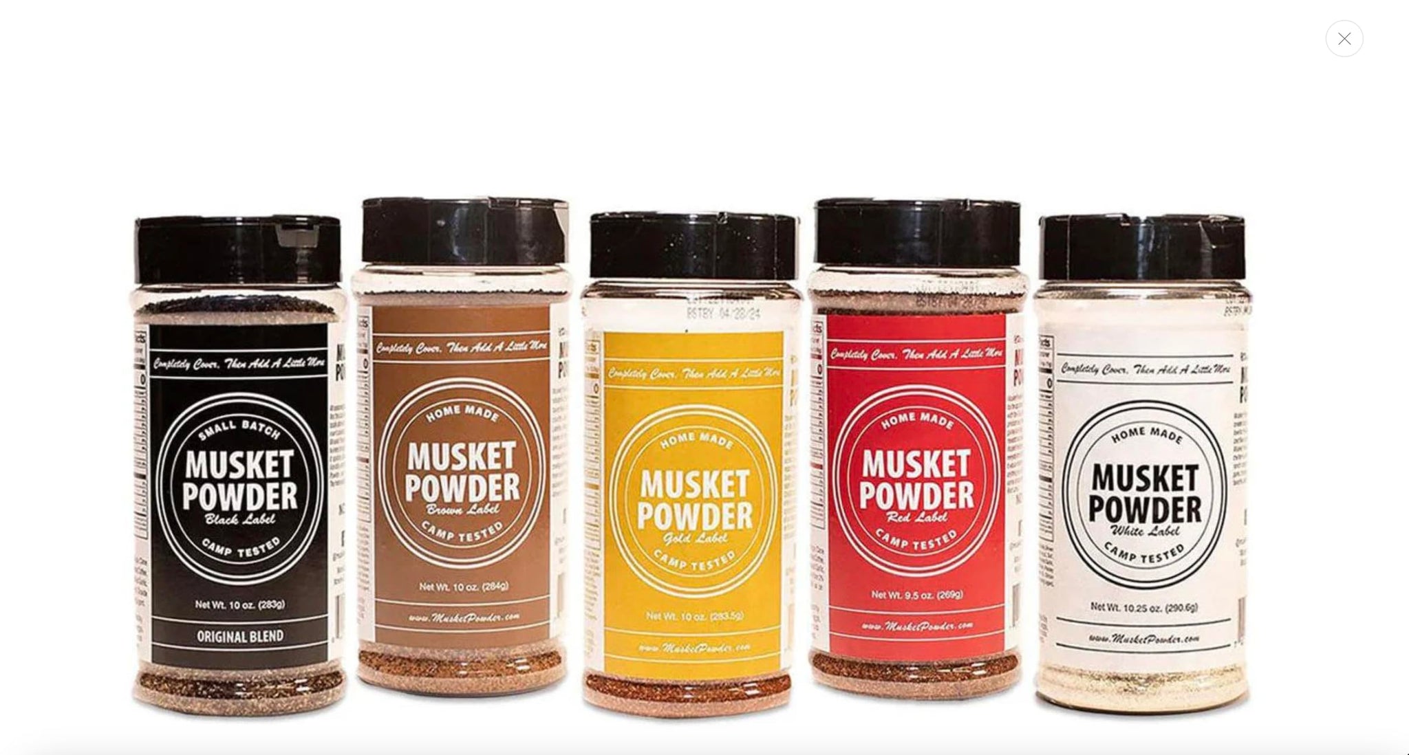 Musket Powder 5-Pack: The Ultimate Collection of Seasonings, 9.5-10.25 oz Bottles