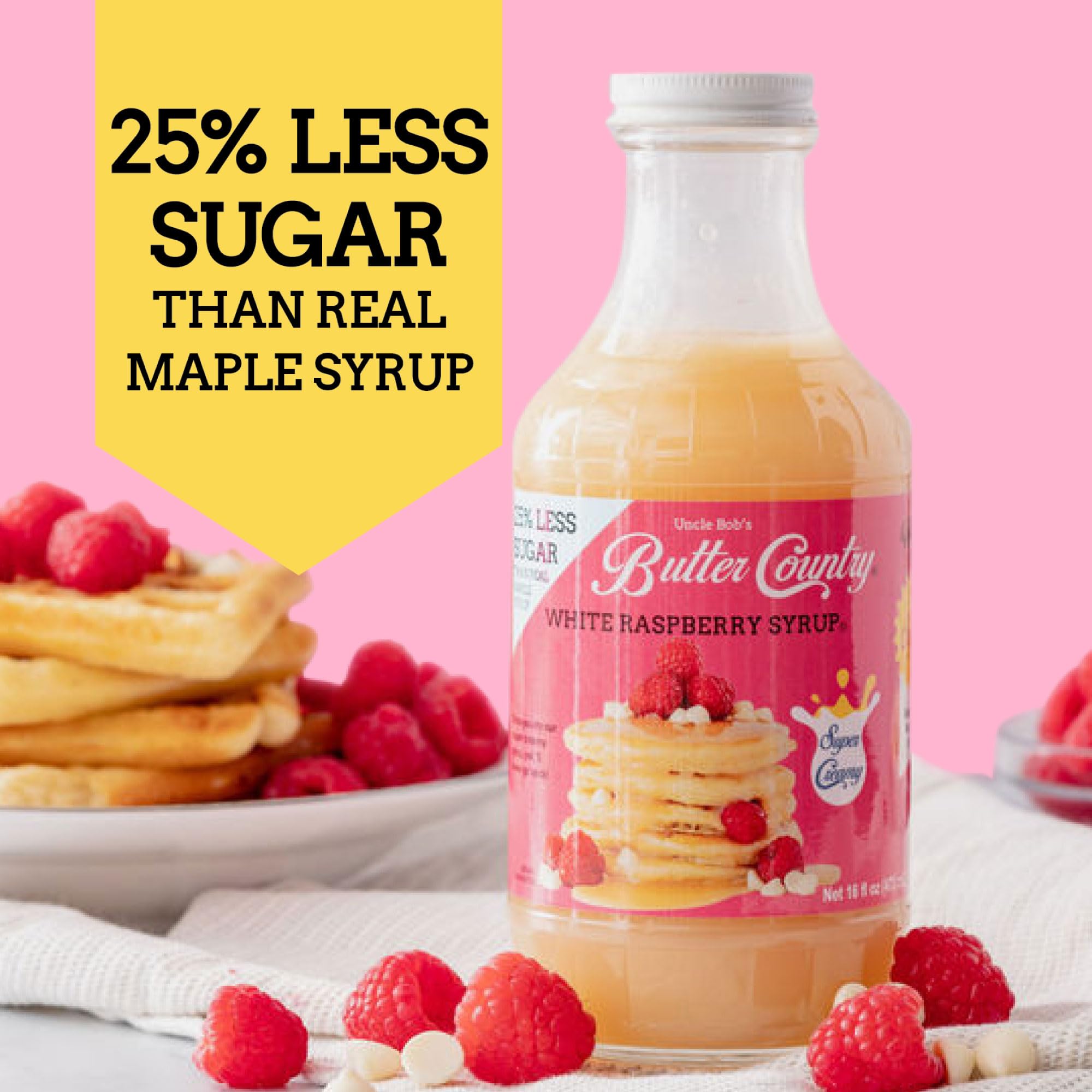 Butter Country Rich and Creamy Buttermilk Syrup | White Raspberry Flavor | Unique Gourmet Syrup for Pancakes, Waffles & More | 16 fl oz Bottle