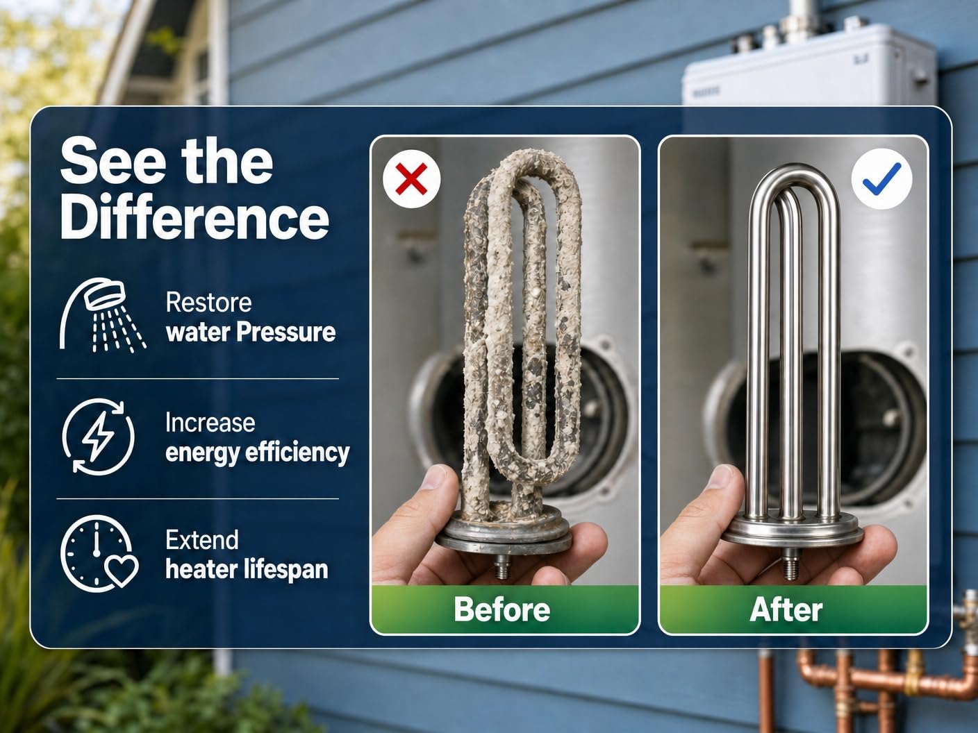 Prystene Tankless Water Heater Descaler - Liquid Descaling & Flushing Solution 32 oz - Removes Limescale, Restores Heating Efficiency & Water Pressure