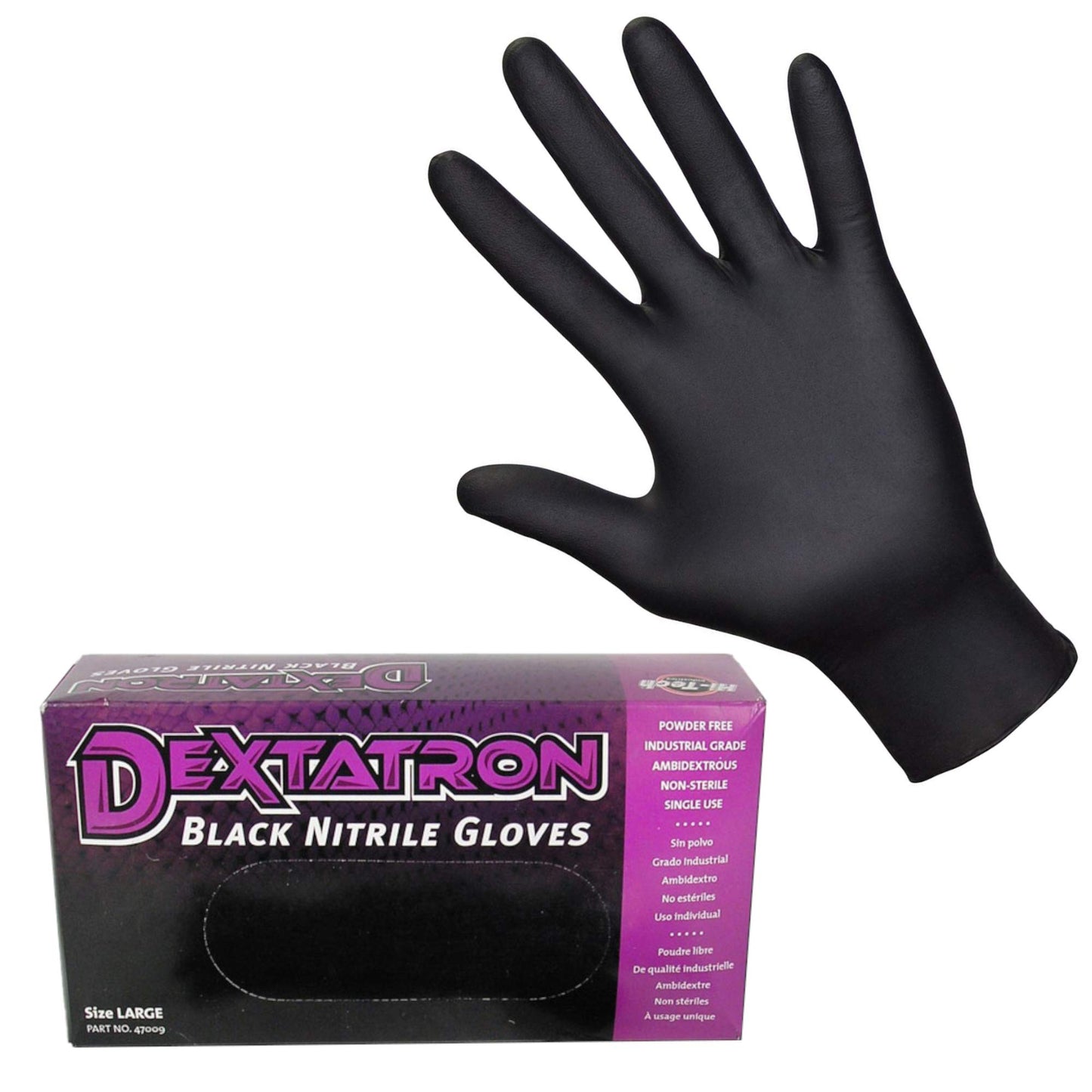 DEXTATRON Non-Sterile Powder Free Black Nitrile Disposable Gloves, 100 Gloves (Small)