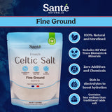 Sante Naturelle Celtic Salt Organic Fine Ground - 1.1lb (18oz) Pack of 3, Unrefined Organic French Sea Salt, Rich in 82+ Minerals Salt, 100% Natural