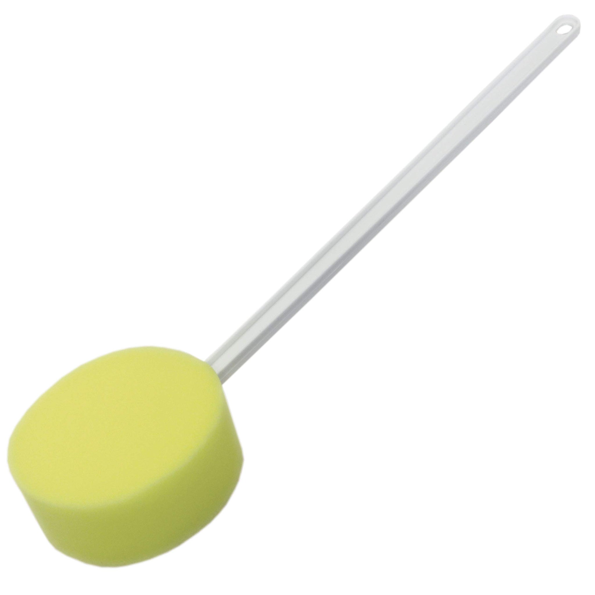 Rehabilitation Advantage Long Handle Bath Sponge - 18" Extra Long Handle, 5" x 2” Soft Yellow Sponge | Personal Hygiene & Mobility Aid for Seniors
