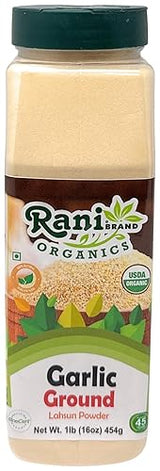 Rani Organic Ground Garlic (Lahsun Powder) 16oz (1lb) 454g PET Jar ~ All Natural | Gluten Friendly | Vegan | NON-GMO | Kosher | No Salt or fillers |