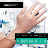 SAFEKO General-Use Disposable Clear Vinyl Gloves - X-Large - Powder & Latex Free [Box of 100] - 6008BX
