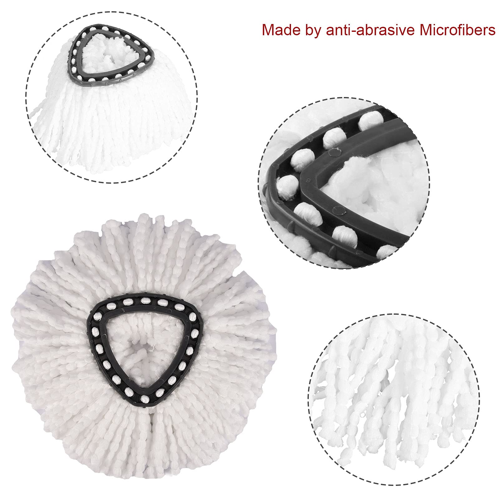 Carkio 4PCS Replacement Microfiber Spin Mop Head Refills Compatible with O-Cedar EasyWring Mop