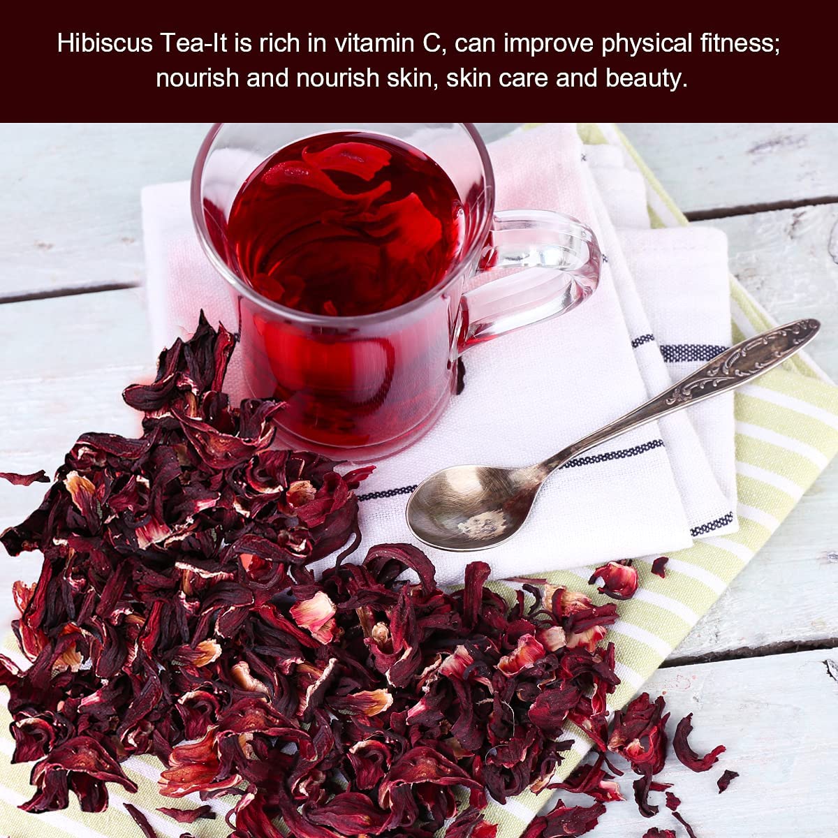 EILIN YHT Hibiscus Flower Tea Bags Jamaica Herbal Roselle Tea 50 Counts x 3Grams
